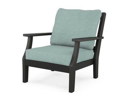 Martha Stewart by POLYWOOD® Chinoiserie Deep Seating Chair in Black / Glacier Spa
