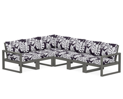 POLYWOOD® EDGE 6-Piece Modular Deep Seating Set in Slate Grey / Leaf Navy