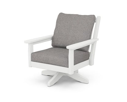 POLYWOOD® Chippendale Deep Seating Swivel Chair in White / Grey Mist