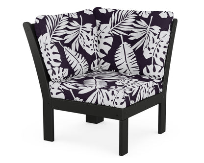 POLYWOOD® Vineyard Modular Corner Chair in Black / Leaf Navy