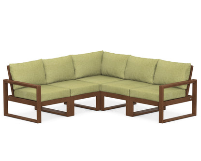 POLYWOOD® EDGE 5-Piece Modular Deep Seating Set in Teak / Chartreuse Boucle