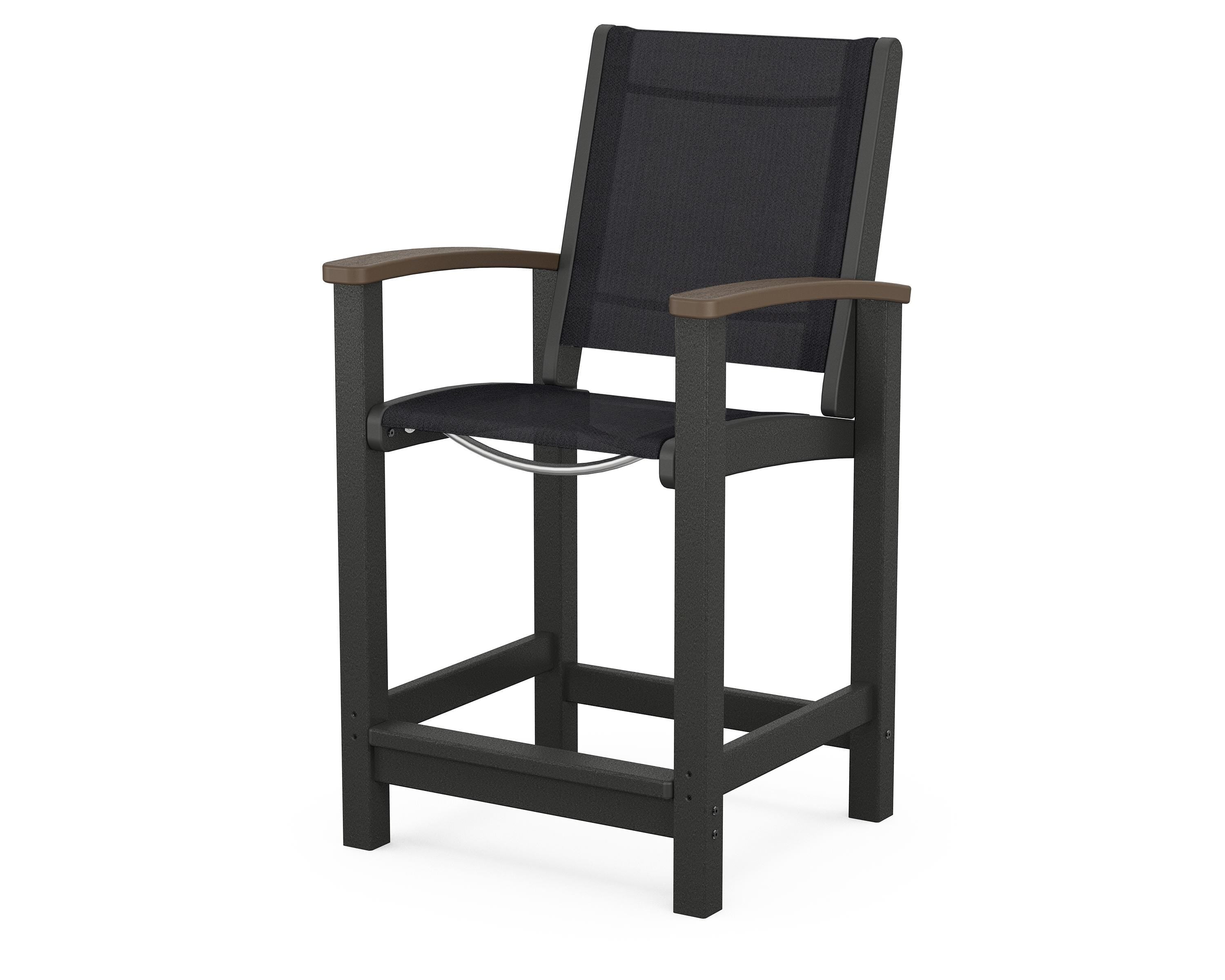 POLYWOOD® Coastal Counter Chair in Black / Kona / Black Sling
