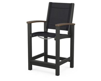 POLYWOOD® Coastal Counter Chair in Black / Kona / Black Sling