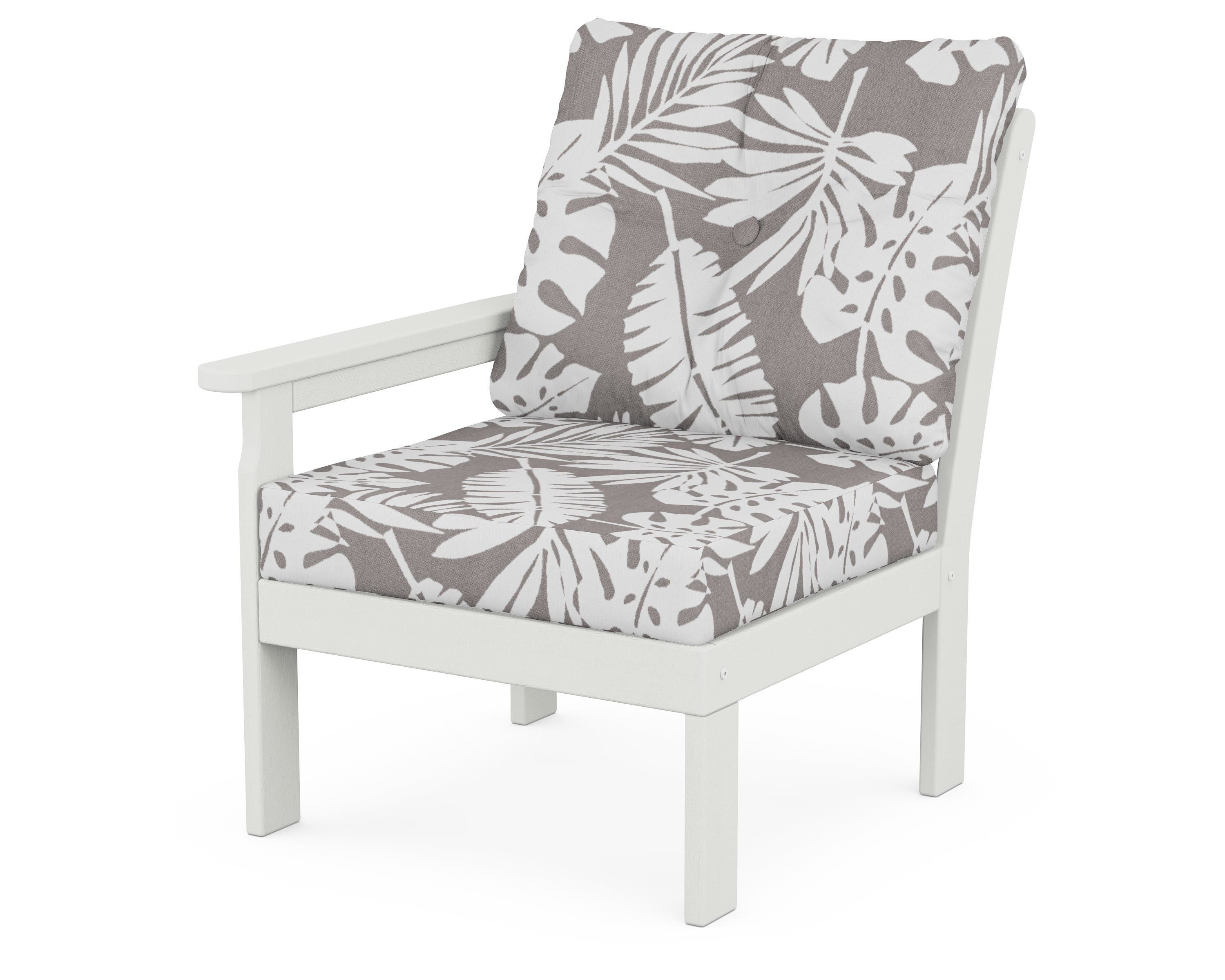 POLYWOOD® Vineyard Modular Left Arm Chair in Vintage White / Leaf Grey Mist