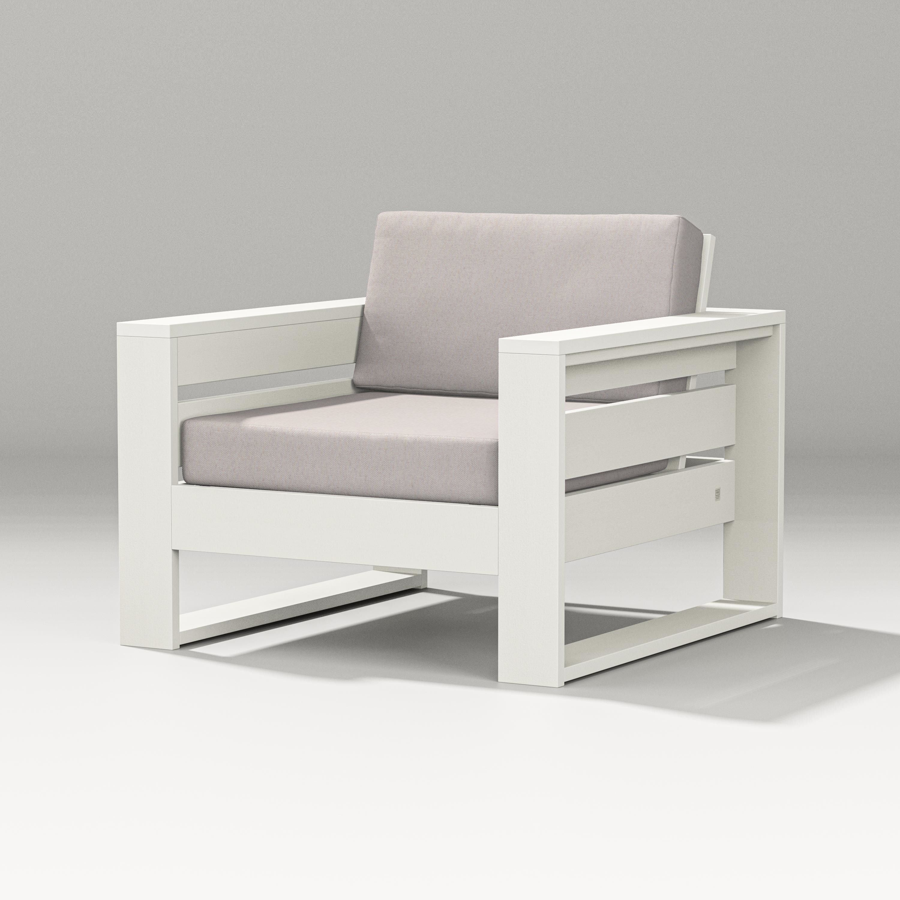PW Designer Series Latitude Lounge Chair in Vintage White / Dune Burlap