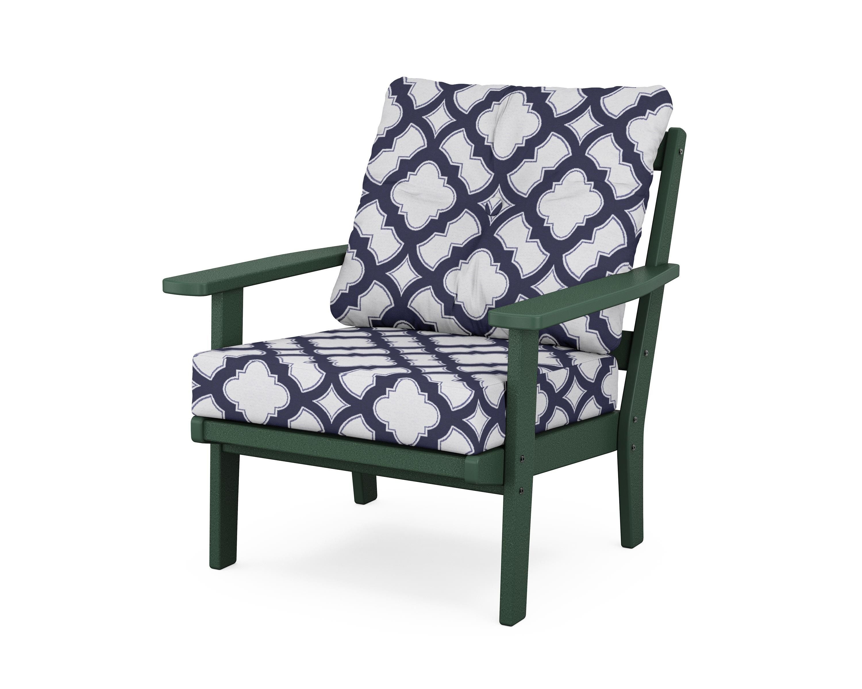 POLYWOOD® Prairie Deep Seating Chair in Green / Trellis Navy