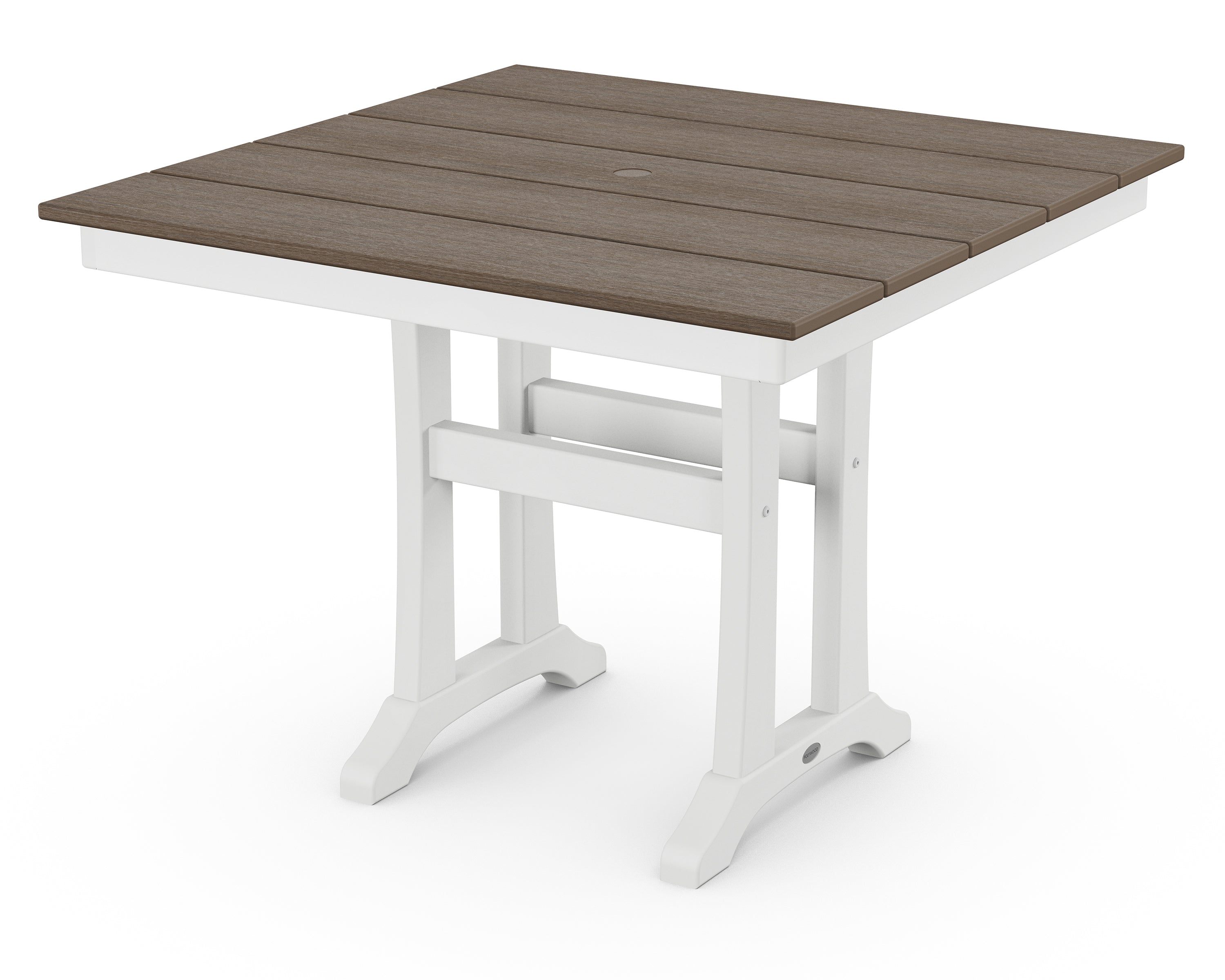 POLYWOOD® Farmhouse Trestle 37" Dining Table in White / Kona