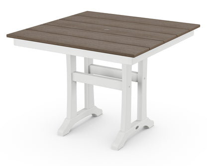 POLYWOOD® Farmhouse Trestle 37" Dining Table in White / Kona