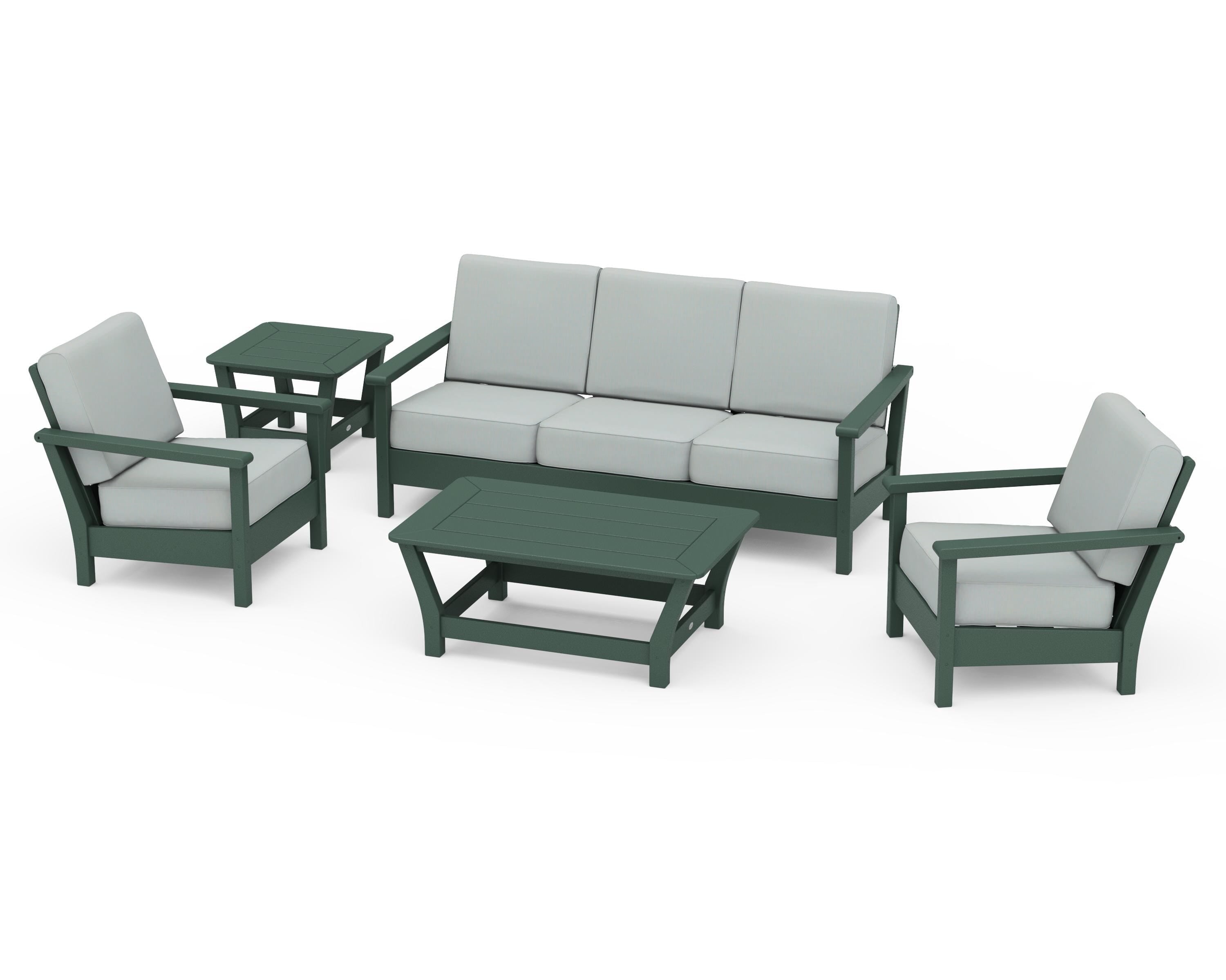 POLYWOOD® Harbour 5-Piece Deep Seating Set in Green / Spa
