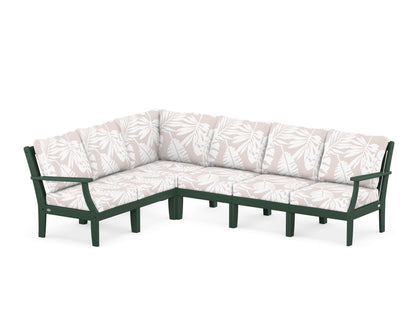 POLYWOOD® Braxton Modular 6-Piece Deep Seating Set in Green / Leaf Dune Burlap