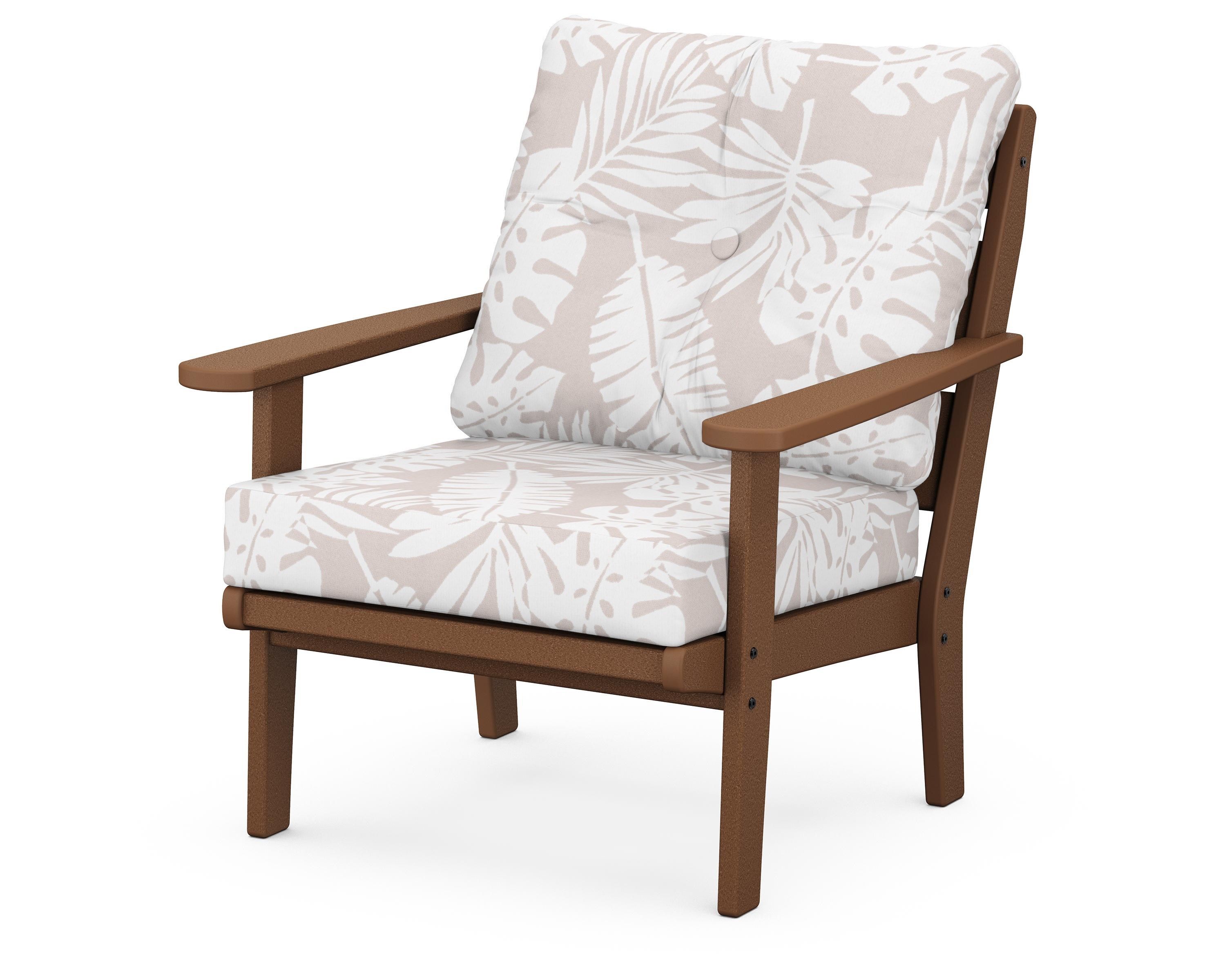 POLYWOOD® Lakeside Deep Seating Chair in Teak / Leaf Dune Burlap
