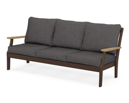 POLYWOOD® Braxton Deep Seating Sofa in Mahogany / Natural / Ash Charcoal