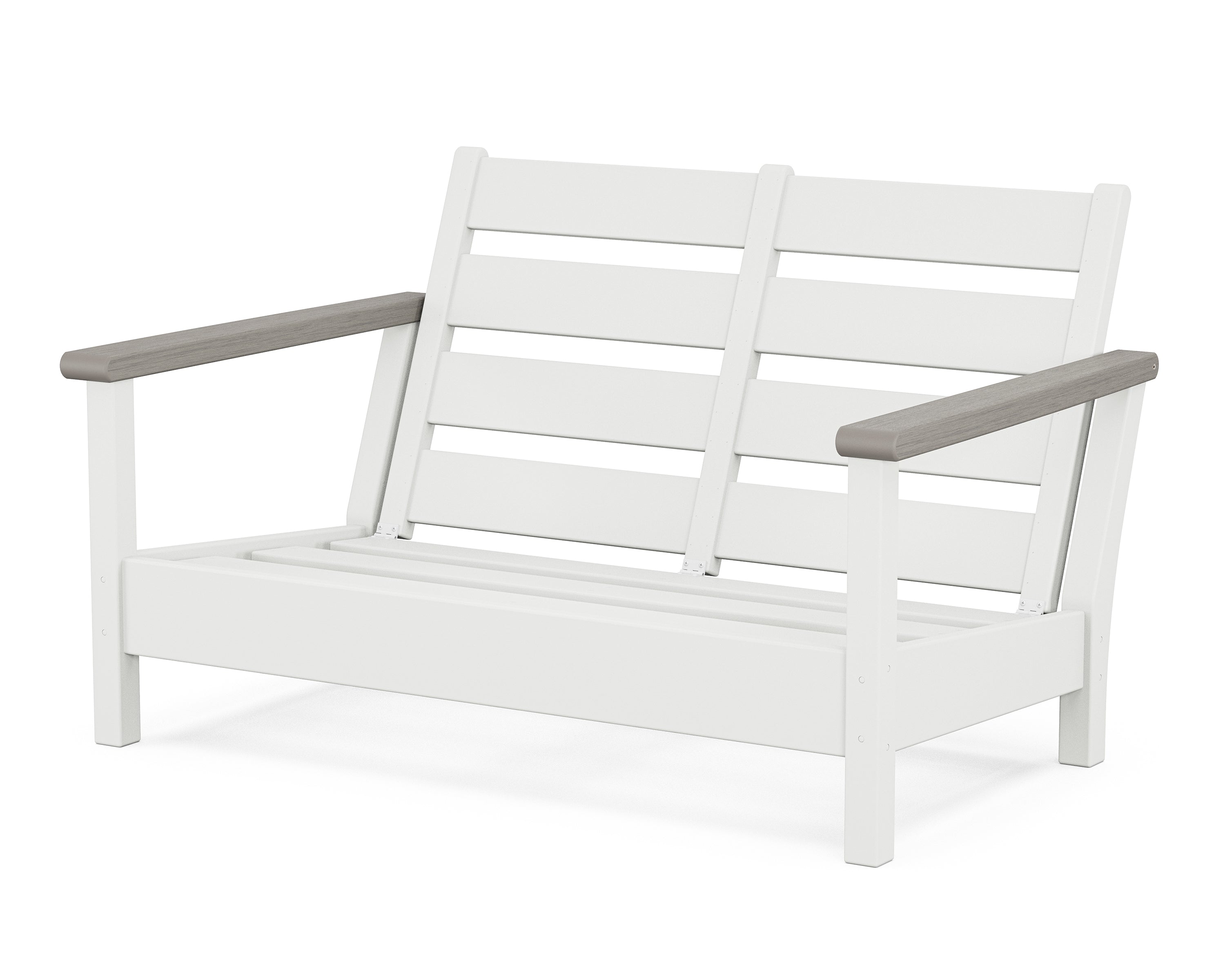 POLYWOOD® Harbour Loveseat Frame in White / Driftwood