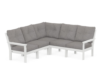 POLYWOOD® Vineyard 5-Piece Sectional in White / Grey Mist