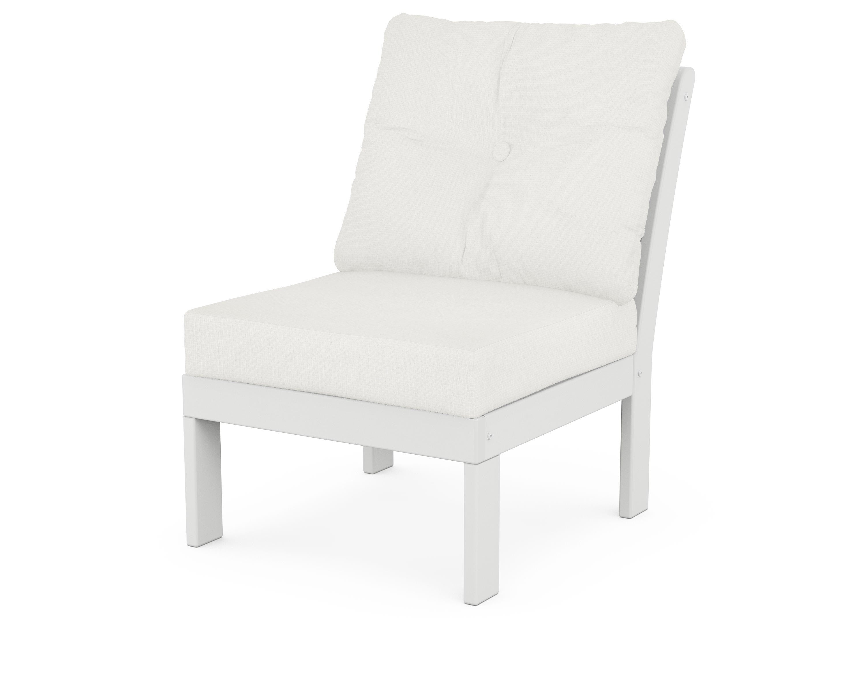 POLYWOOD® Vineyard Modular Armless Chair in White / Natural Linen