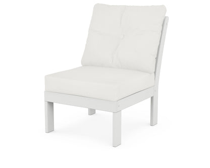 POLYWOOD® Vineyard Modular Armless Chair in White / Natural Linen