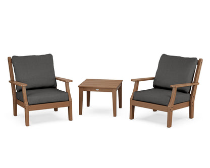 Country Living Wovendale 3-Piece Deep Seating Set in Teak / Spectrum Carbon