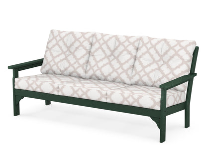 POLYWOOD® Vineyard Deep Seating Sofa in Green / Trellis Dune Burlap