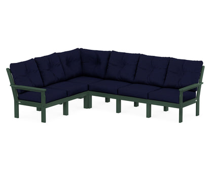 POLYWOOD® Vineyard 6-Piece Sectional in Green / Navy