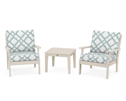 POLYWOOD® Braxton 3-Piece Deep Seating Set in Sand / Trellis Glacier Spa