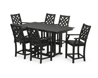 Country Living Wovendale Arm Chair 7-Piece Farmhouse Counter Set in Black