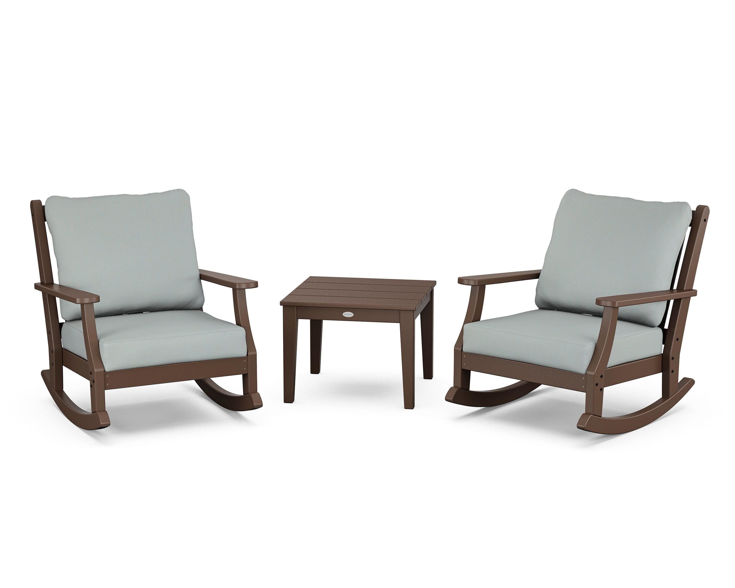 Country Living Wovendale 3-Piece Deep Seating Rocker Set in Mahogany / Spa