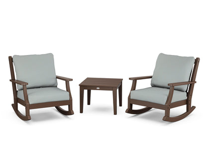 Country Living Wovendale 3-Piece Deep Seating Rocker Set in Mahogany / Spa