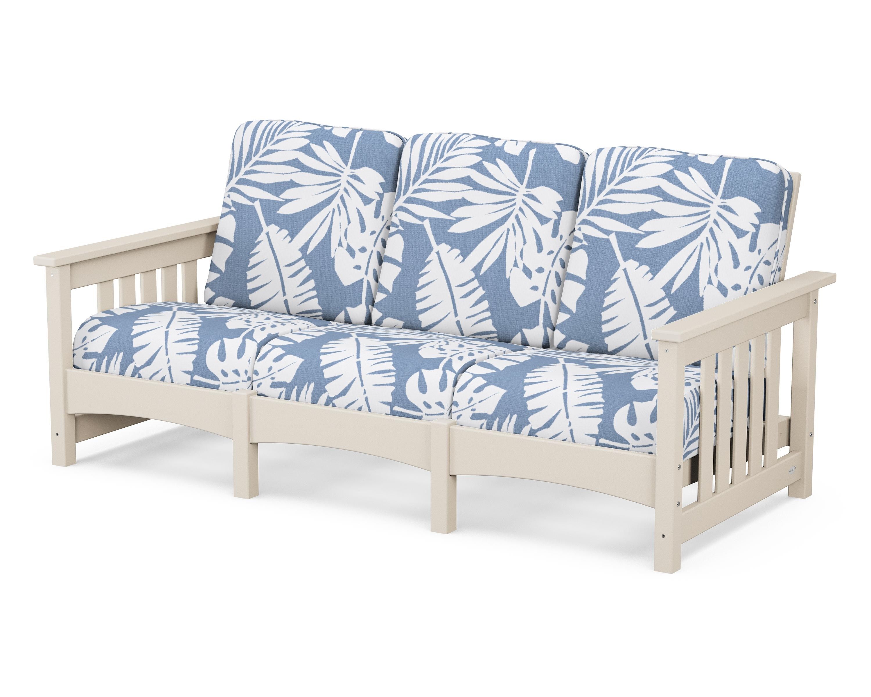 POLYWOOD® Club Mission Sofa in Sand / Leaf Sky Blue