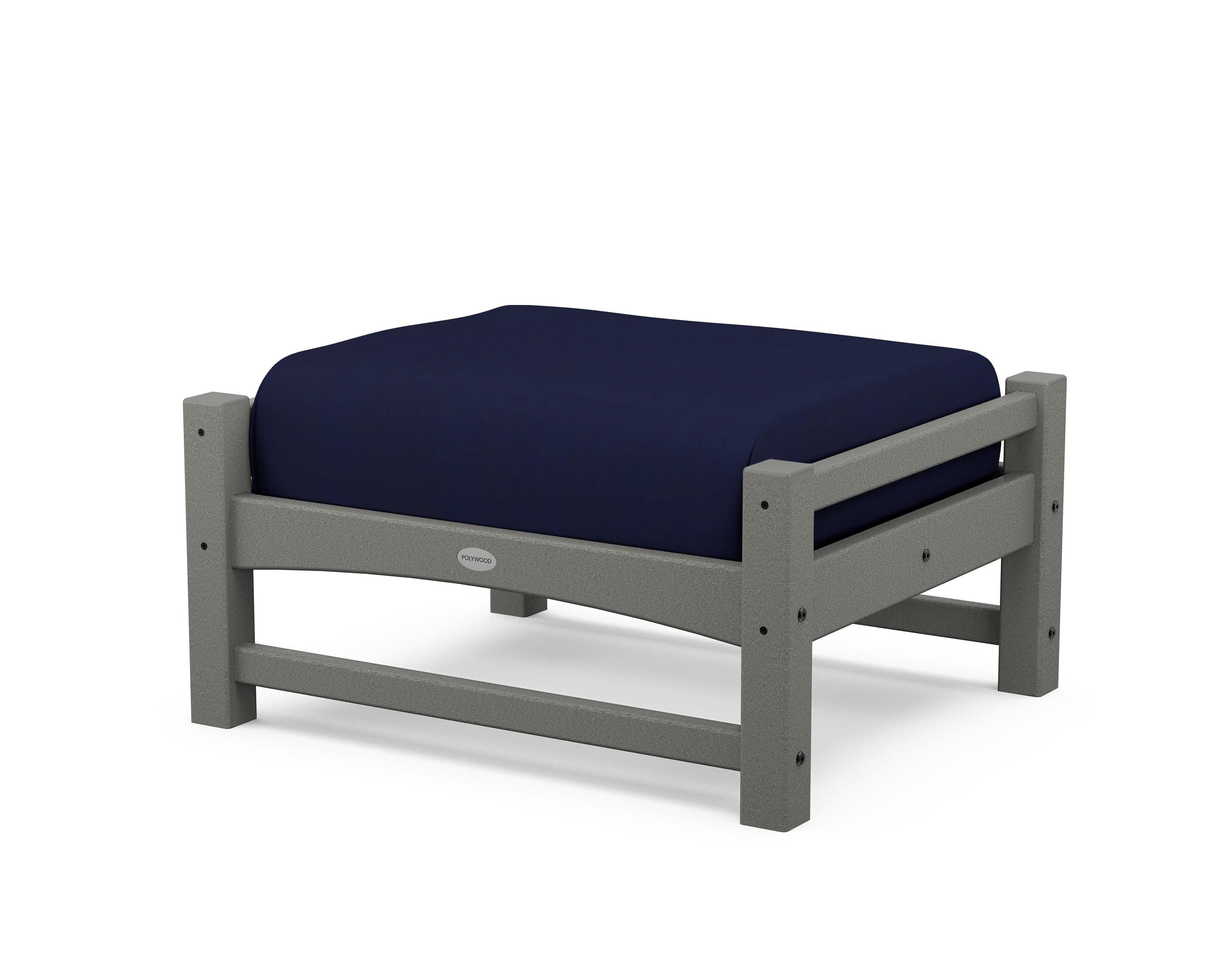 POLYWOOD® Club Ottoman in Slate Grey / Navy
