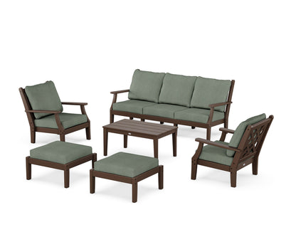 Country Living Wovendale 6-Piece Lounge Sofa Set in Mahogany / Cast Sage
