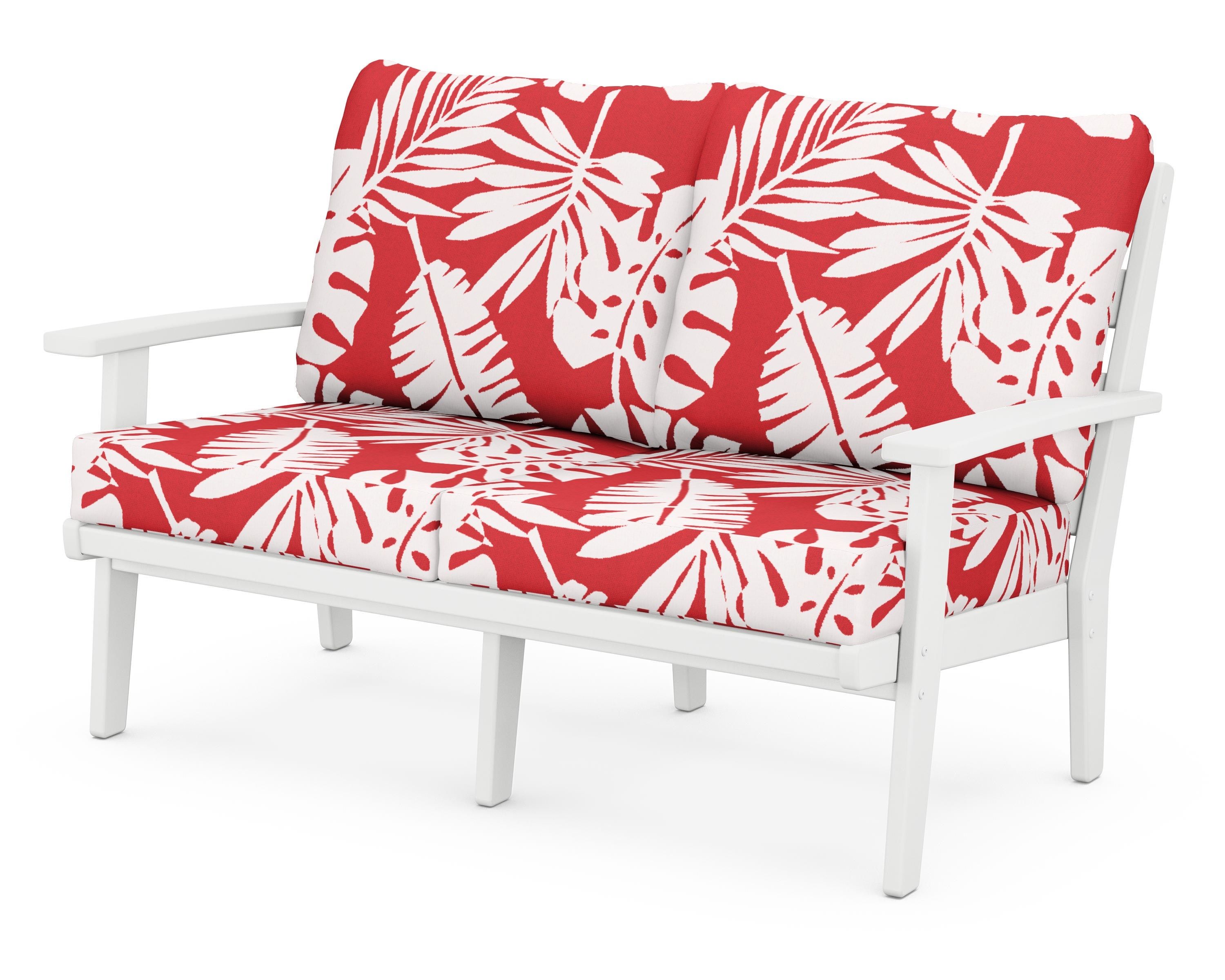 POLYWOOD® Grant Park Deep Seating Loveseat in White / Leaf Crimson