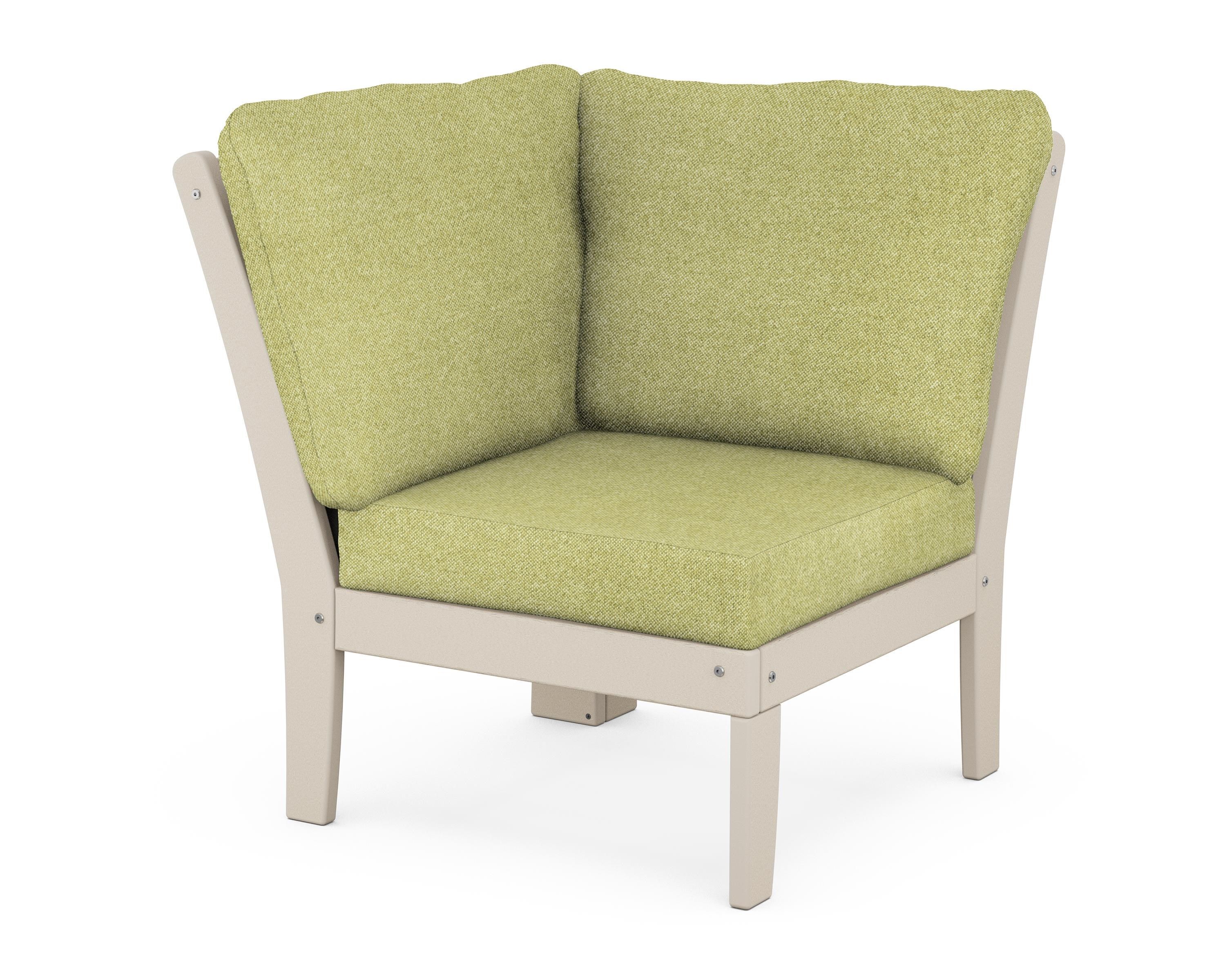 POLYWOOD® Braxton Modular Corner Chair in Sand / Chartreuse Boucle