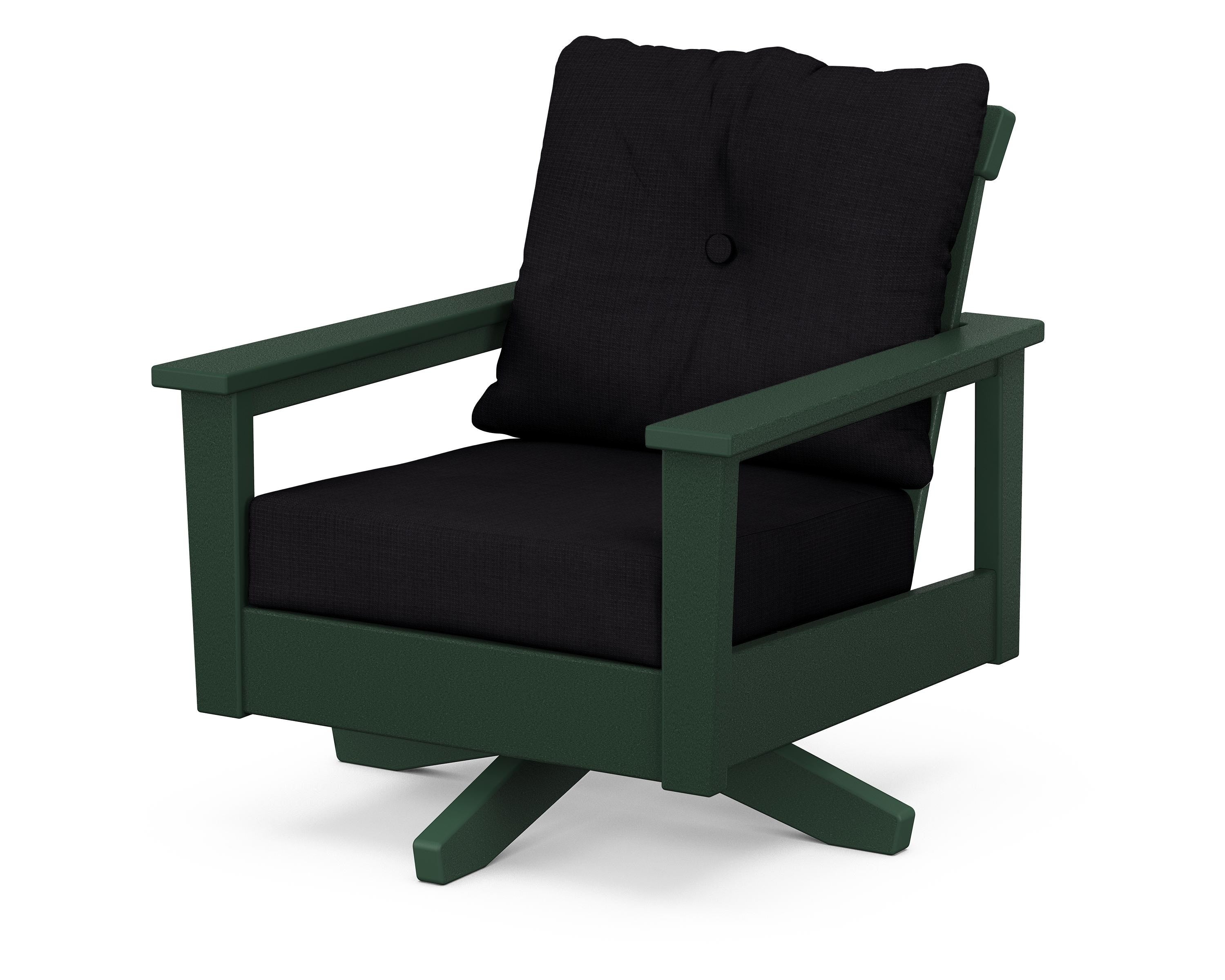 POLYWOOD® Prescott Deep Seating Swivel Chair in Green / Midnight Linen