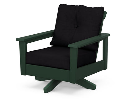 POLYWOOD® Prescott Deep Seating Swivel Chair in Green / Midnight Linen