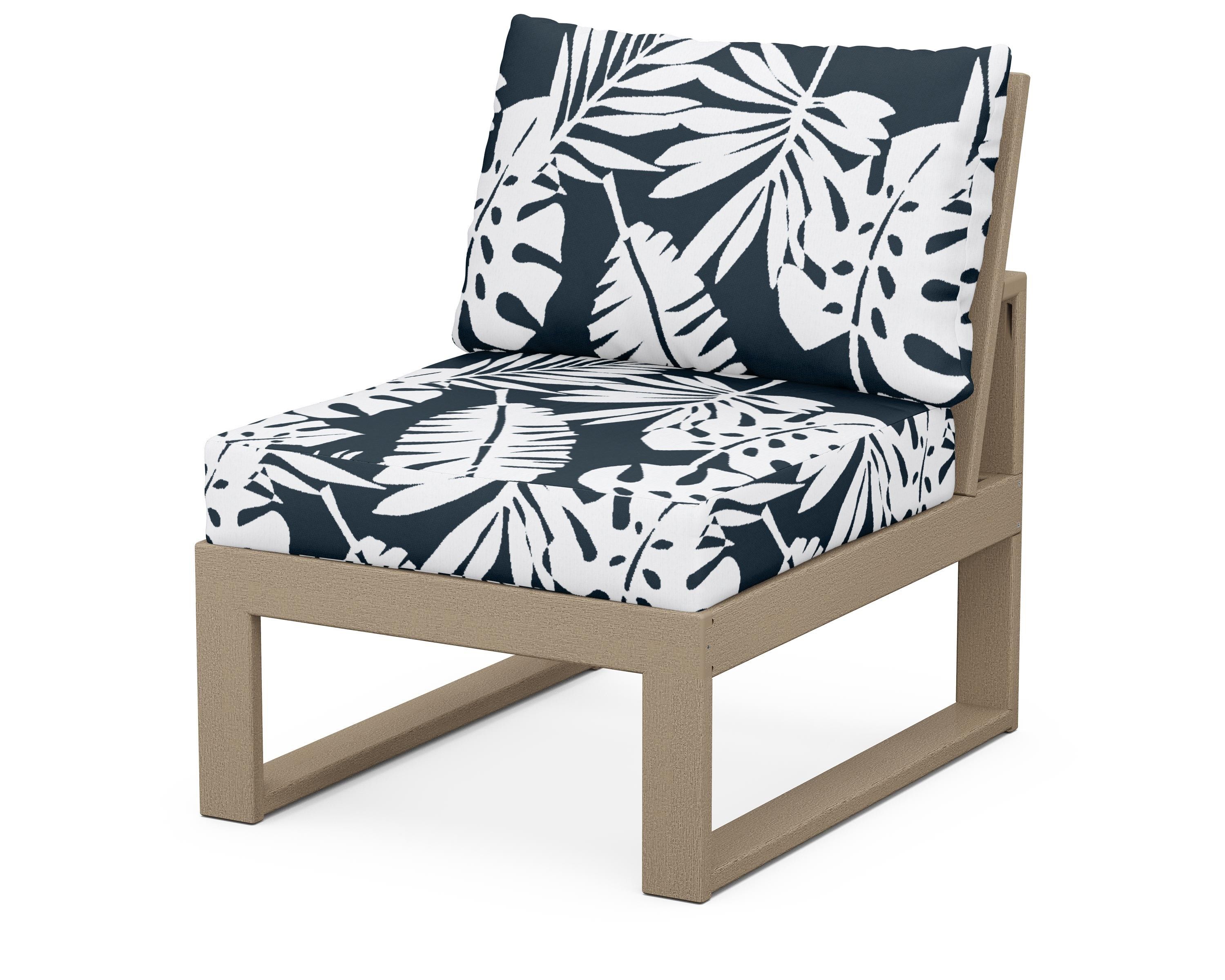 Unbranded Modular Armless Chair in Vintage Sahara / Leaf Marine Indigo