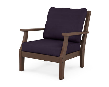 Martha Stewart by POLYWOOD® Chinoiserie Deep Seating Chair in Mahogany / Navy Linen