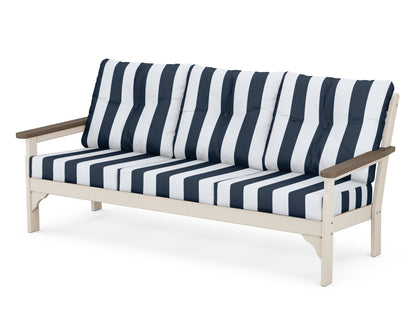 POLYWOOD® Vineyard Deep Seating Sofa in Sand / Kona / Cabana Stripe Marine Indigo