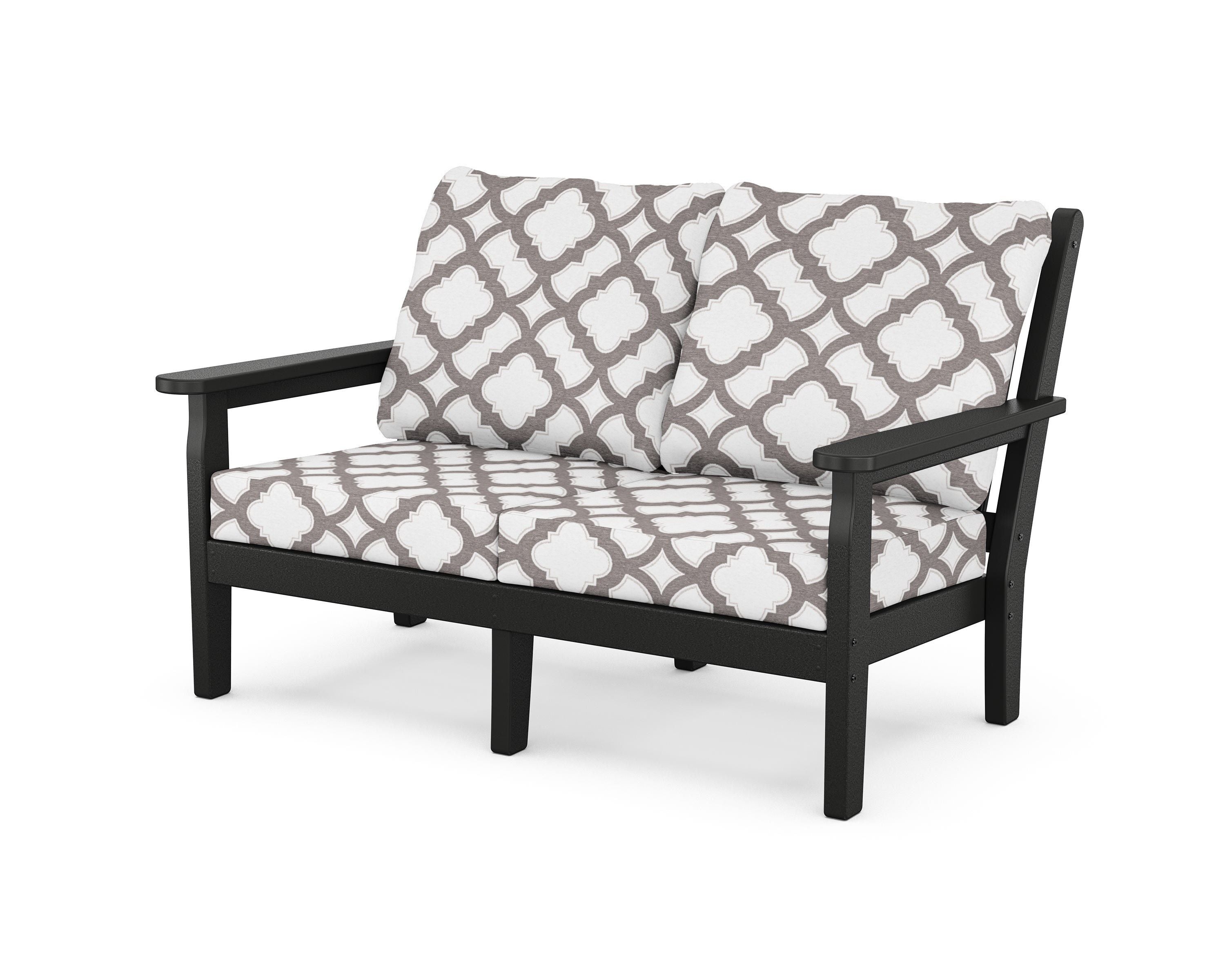POLYWOOD® Chippendale Deep Seating Loveseat in Black / Trellis Grey Mist