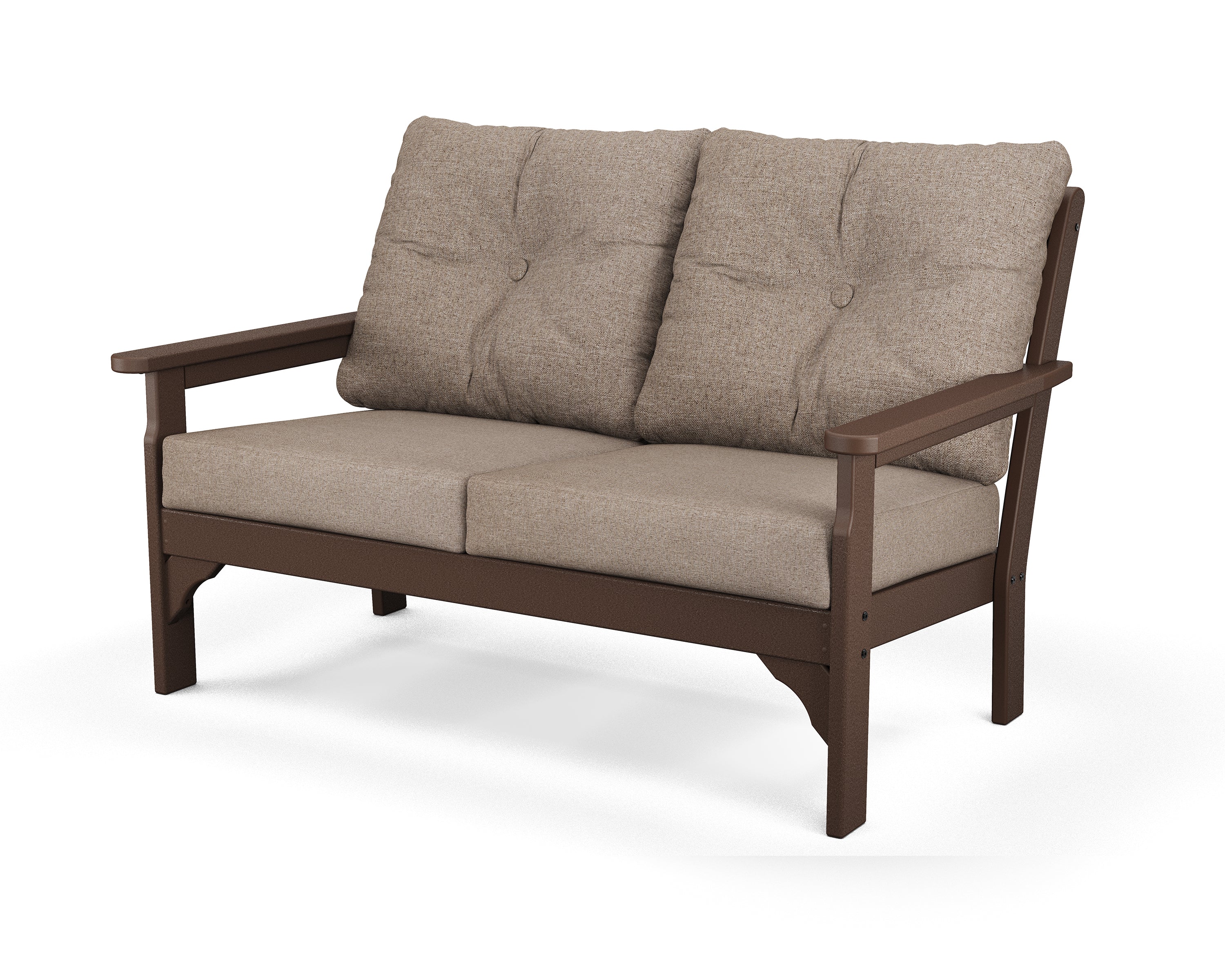 POLYWOOD® Vineyard Deep Seating Loveseat in Mahogany / Spiced Burlap