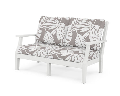 Martha Stewart by POLYWOOD® Chinoiserie Deep Seating Loveseat in White / Leaf Grey Mist