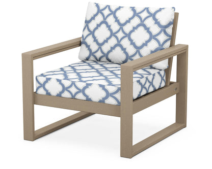 POLYWOOD® EDGE Club Chair in Vintage Sahara / Trellis Sky Blue