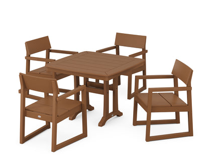 POLYWOOD® EDGE 5-Piece Dining Set with Trestle Legs in Teak