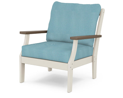 POLYWOOD® Braxton Deep Seating Chair in Sand / Kona / Lattice Sky Blue