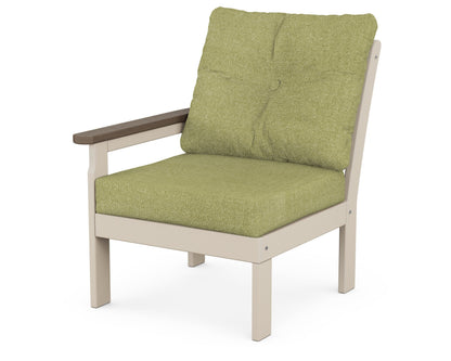 POLYWOOD® Vineyard Modular Left Arm Chair in Sand / Kona / Chartreuse Boucle