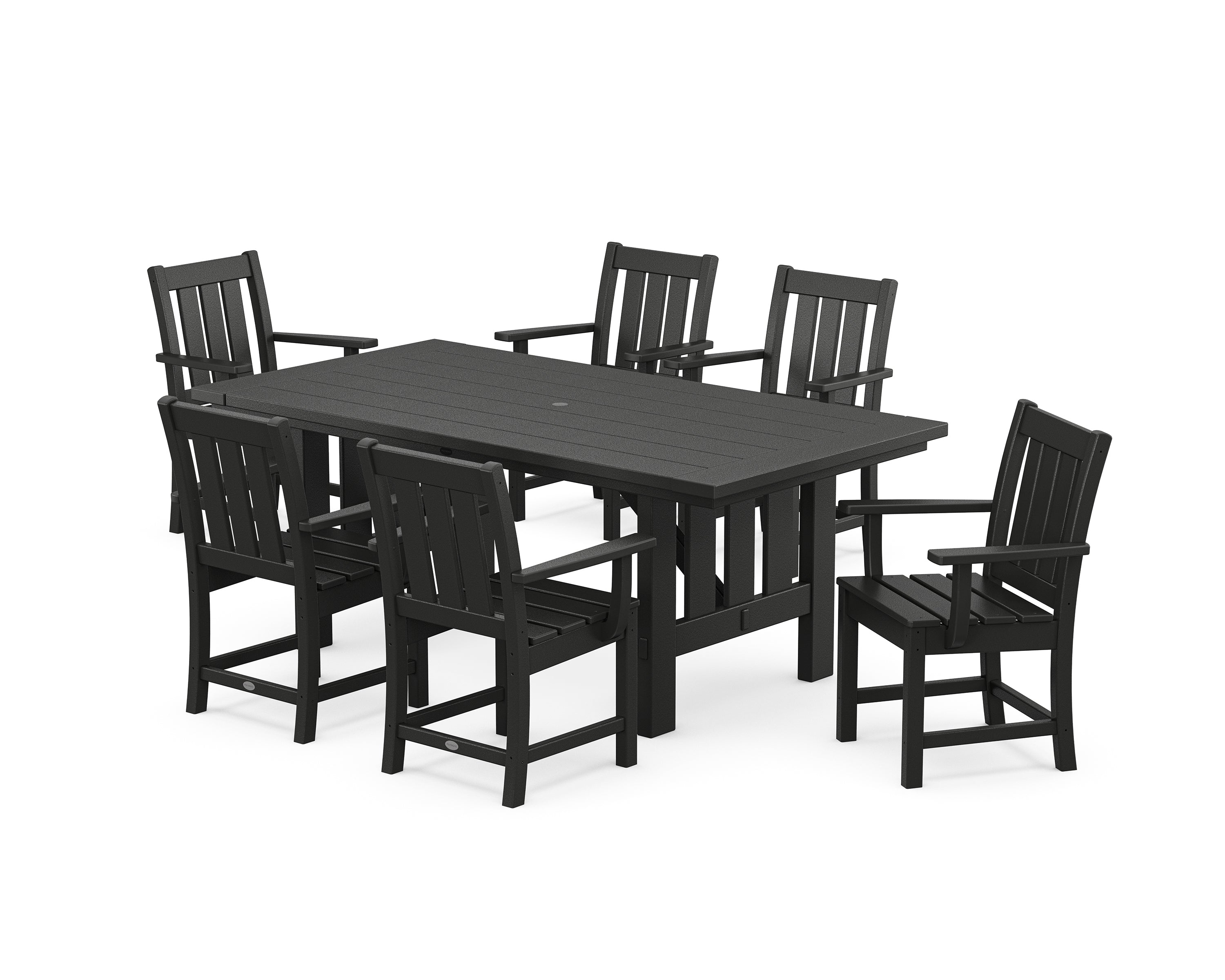 POLYWOOD® Oxford Arm Chair 7-Piece Mission Dining Set in Black