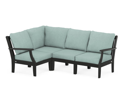 POLYWOOD® Braxton Modular 4-Piece Deep Seating Set in Black / Glacier Spa