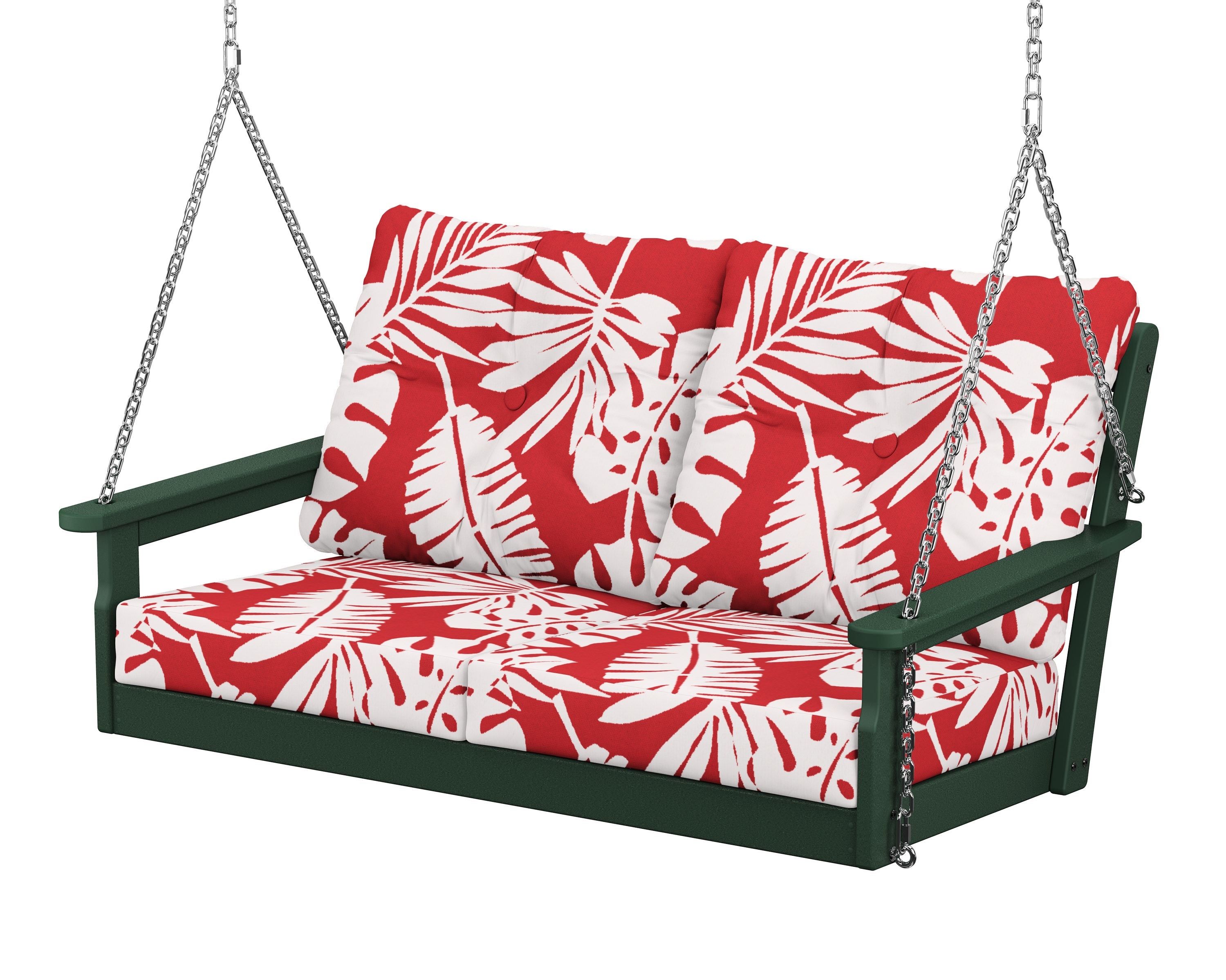 POLYWOOD® Vineyard Deep Seating Swing in Green / Leaf Crimson