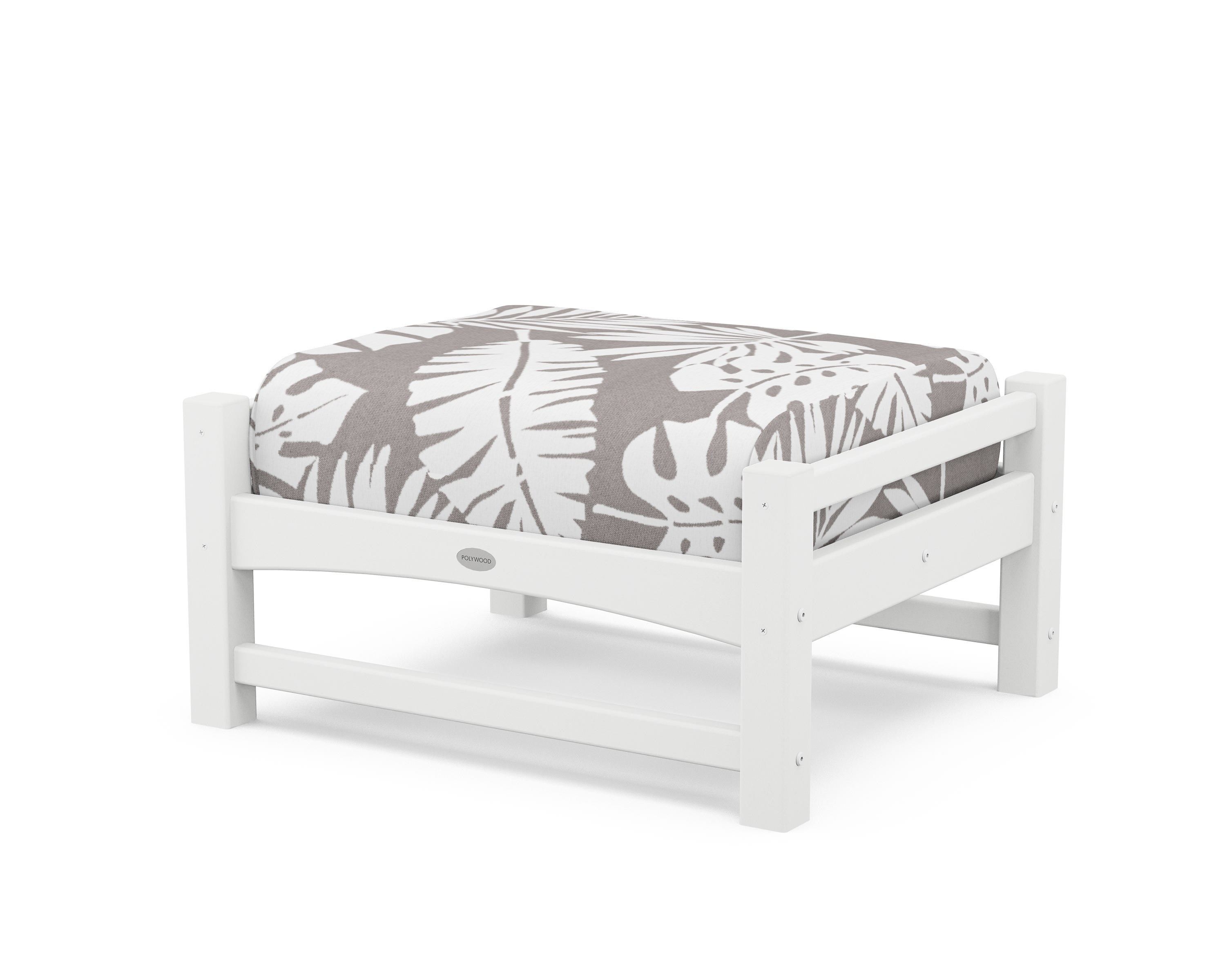 POLYWOOD® Club Ottoman in White / Leaf Grey Mist