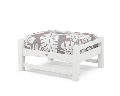 POLYWOOD® Club Ottoman in White / Leaf Grey Mist