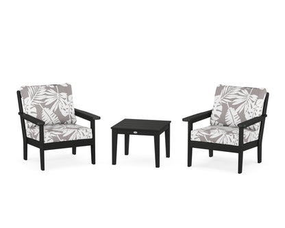 Country Living Cottage 3-Piece Deep Seating Set in Black / Leaf Grey Mist